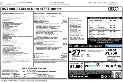 2022 Audi A4 45 S line Premium Plus