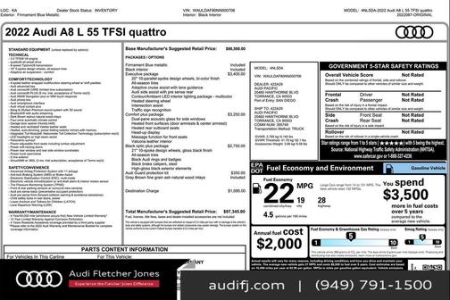 2022 Audi A8 L 55 TFSI quattro Tiptronic