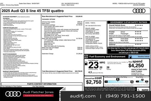 2025 Audi Q3 Premium 45 TFSI S line quattro Tiptronic