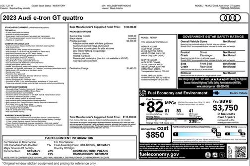 Suzuka Gray Metallic 2023 Audi e-tron GT Prestige quattro