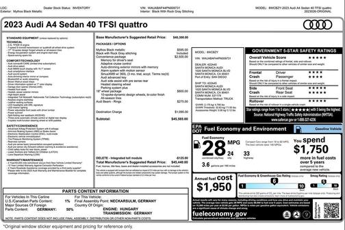 Mythos Black Metallic 2023 Audi A4 40 Premium