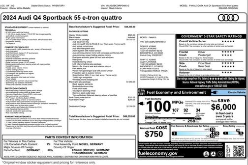 Glacier White Metallic 2024 Audi Q4 e-tron Sportback Premium Plus 55 quattro