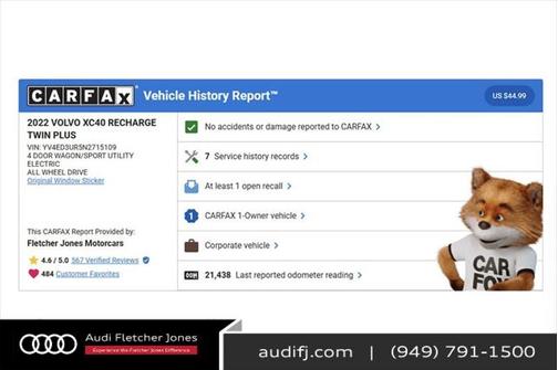2022 Volvo XC40 Recharge Pure Electric P8 Twin Plus