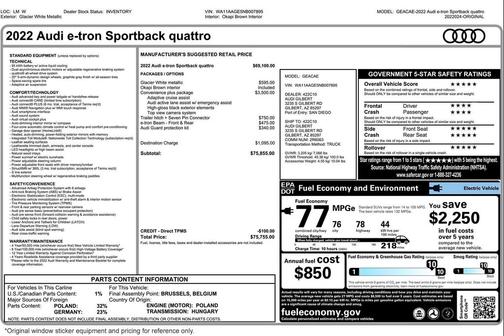 2022 Audi e-tron Sportback S line Premium