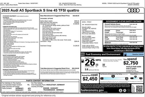 2025 Audi A5 Sportback 45 S Line Premium