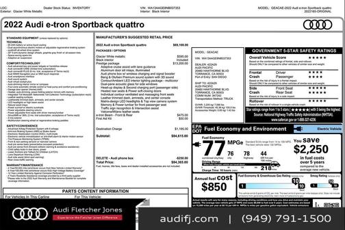 2022 Audi e-tron Sportback S line Prestige