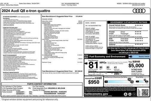 Mythos Black Metallic 2024 Audi Q8 e-tron Prestige