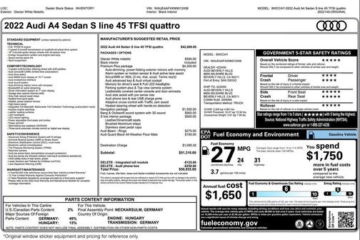 2022 Audi A4 45 S line Premium Plus