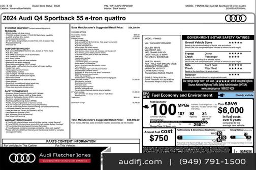 2024 Audi Q4 e-tron Sportback Prestige 55 quattro