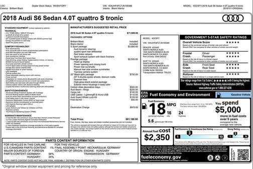 2018 Audi S6 4.0T Premium Plus