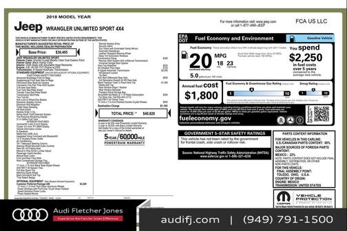 2018 Jeep Wrangler Unlimited Sport