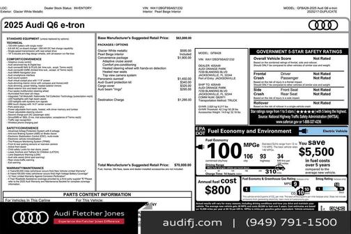2025 Audi Q6 e-tron Premium