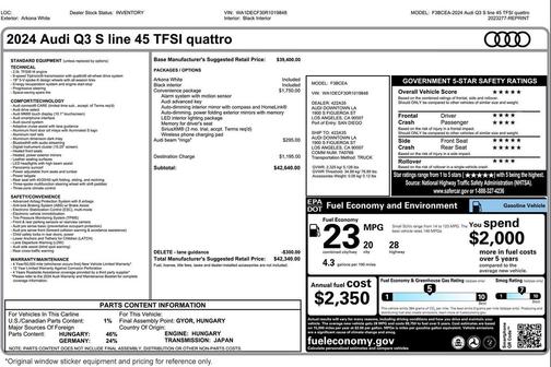 Arkona White 2024 Audi Q3 Premium 45 TFSI S line quattro Tiptronic