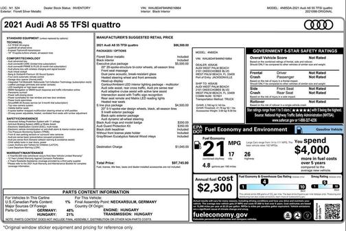 Florett Silver Metallic 2021 Audi A8 L 55