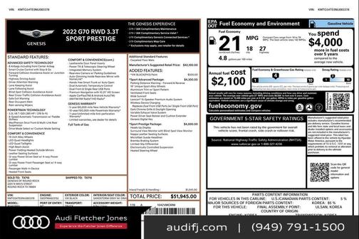 2022 Genesis G70 3.3T