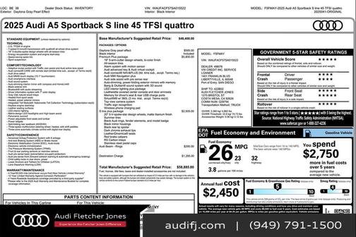 2025 Audi A5 Sportback 45 S Line Premium Plus
