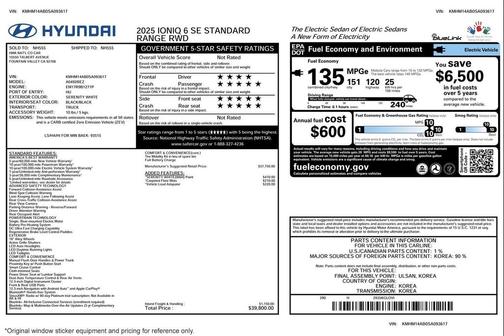 2025 Hyundai IONIQ 6 SE Standard Range