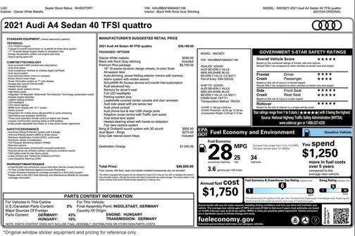 2021 Audi A4 40 Premium Plus