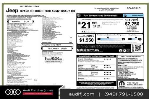 2021 Jeep Grand Cherokee 80th Anniversary 4X4