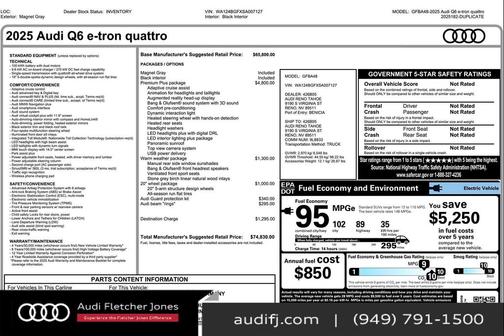 2025 Audi Q6 e-tron Premium Plus quattro