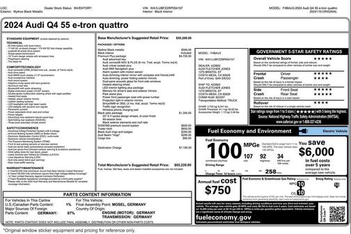 Mythos Black Metallic 2024 Audi Q4 e-tron Premium Plus 55 quattro