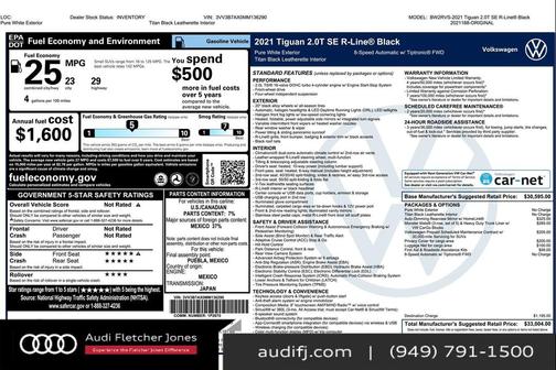 2021 Volkswagen Tiguan 2.0T SE R-Line Black