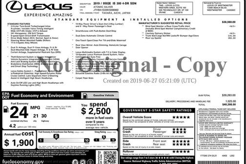 Atomic Silver 2019 Lexus IS 300 Base