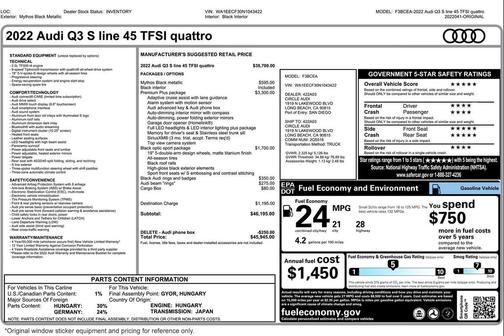 Mythos Black Metallic 2022 Audi Q3 45 S line Premium Plus