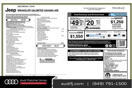 2022 Jeep Wrangler Unlimited 4xe Sahara