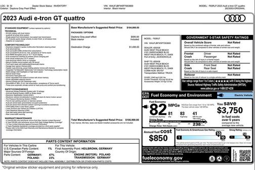 Daytona Gray Pearl Effect 2023 Audi e-tron GT Premium Plus quattro
