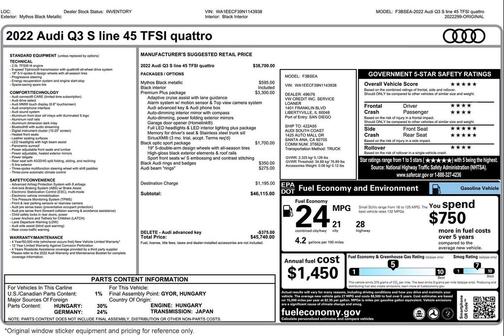 Mythos Black Metallic 2022 Audi Q3 45 S line Premium Plus