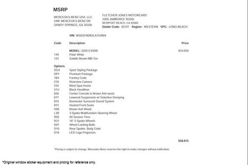 2020 Mercedes-Benz E-Class E 350 RWD Sedan