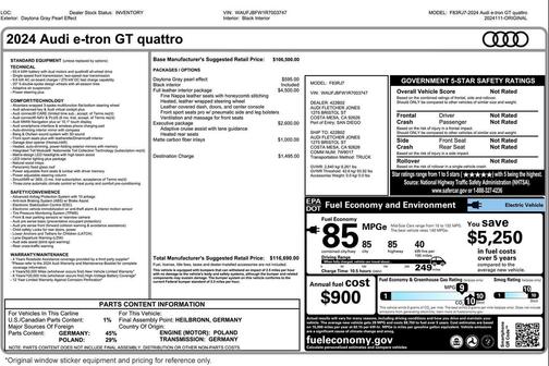 Daytona Gray Pearl Effect 2024 Audi e-tron GT Premium Plus quattro