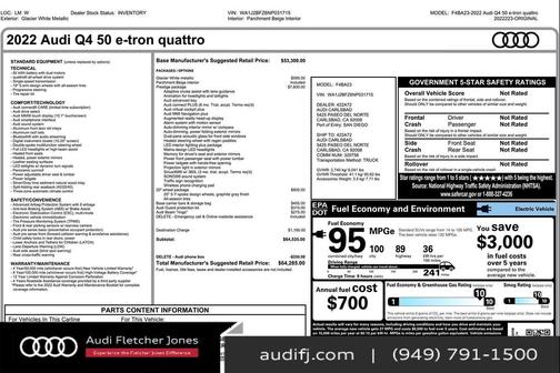 2022 Audi Q4 e-tron Prestige 50 quattro