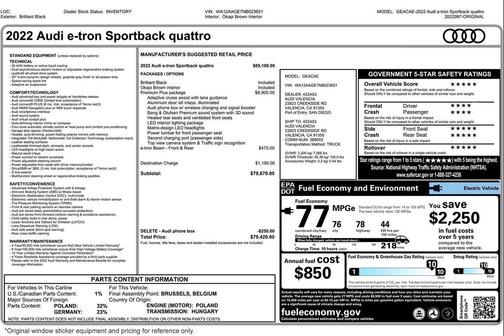 2022 Audi e-tron Sportback S line Premium Plus