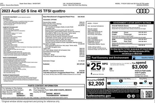 Navarra Blue Metallic 2023 Audi Q5 45 S line Premium Plus