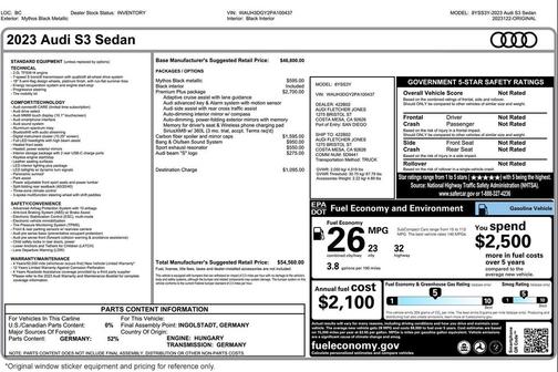 Mythos Black Metallic 2023 Audi S3 Premium Plus TFSI quattro S tronic