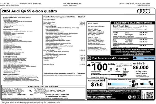 Mythos Black Metallic 2024 Audi Q4 e-tron Premium Plus 55 quattro