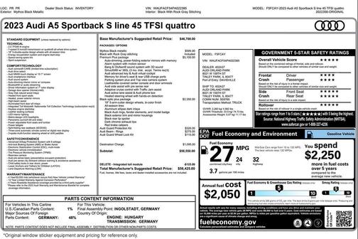 2023 Audi A5 Sportback 45 S Line Premium Plus