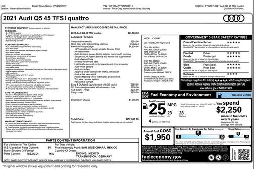 Navarra Blue Metallic 2021 Audi Q5 45 Premium Plus