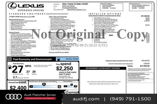 2024 Lexus TX 500h F SPORT Luxury