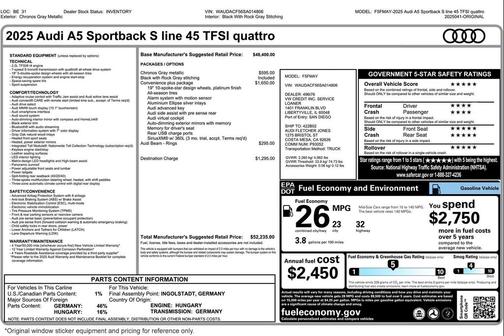2025 Audi A5 Sportback 45 S Line Premium