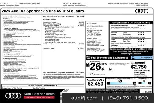 2025 Audi A5 Sportback 45 S Line Premium