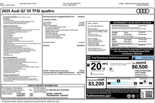 Carrara White 2025 Audi Q7 45 Premium Plus