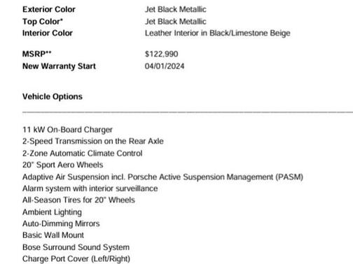 2024 Porsche Taycan Base