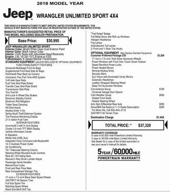 2018 Jeep Wrangler Unlimited Sport