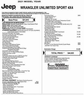 2021 Jeep Wrangler Unlimited Sport