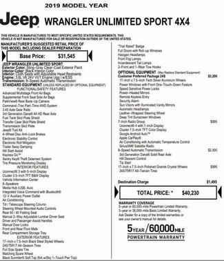 2019 Jeep Wrangler Unlimited Sport