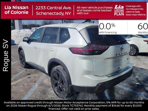 Everest White Pearl Tricoat 2026 Nissan Rogue SV