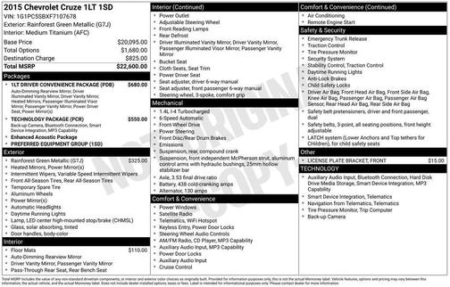 2015 Chevrolet Cruze 1LT
